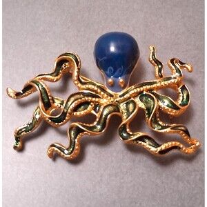 Vintage MFA Octopus Enamel Brooch Museum Fine Arts Sea Creatures